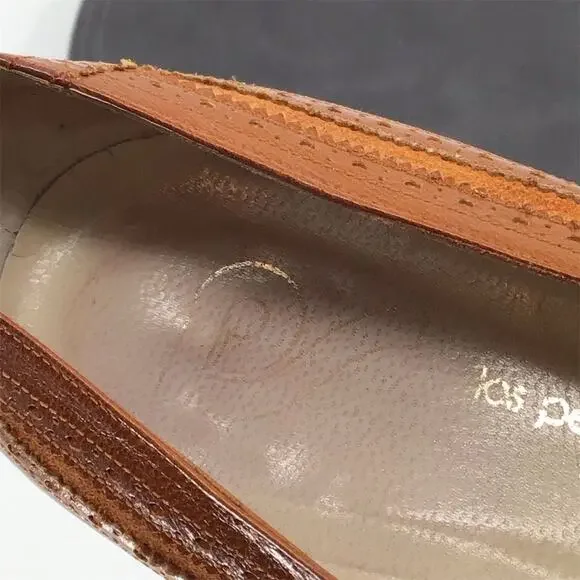 Los Pequenos Suizos Espana Womens Size 8.5 Brown Leather Wingtip Brogue Heels - Picture 9 of 10